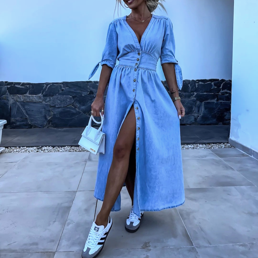 LP | Long chambray dress with front slit