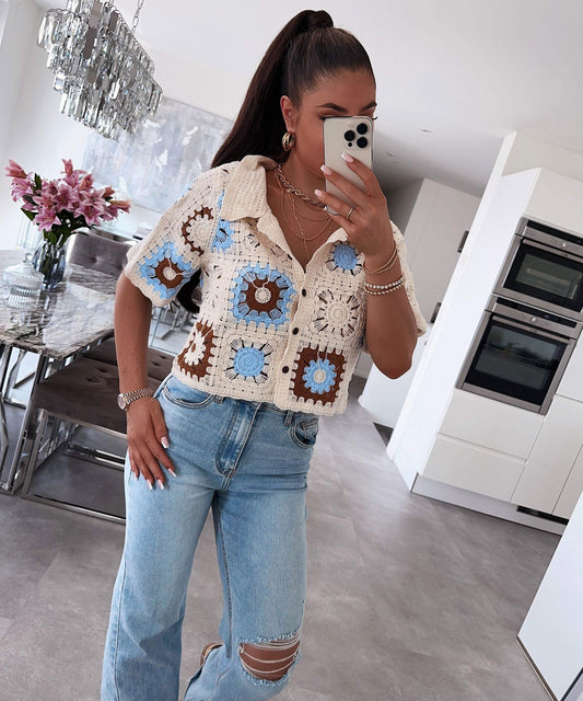 Women's top - Unique design - Short sleeves, breathable material - Perfect for casual days