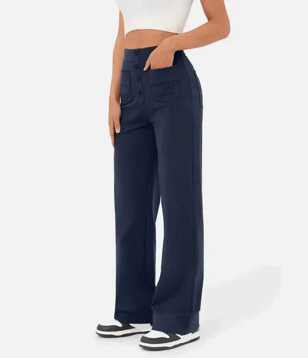 Trousers with button fly for ladies