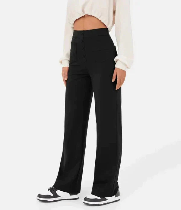 Trousers with button fly for ladies