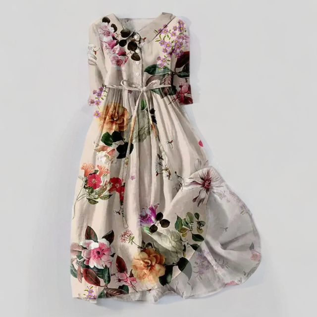 Ayesha - Floral print midi dress with lacing