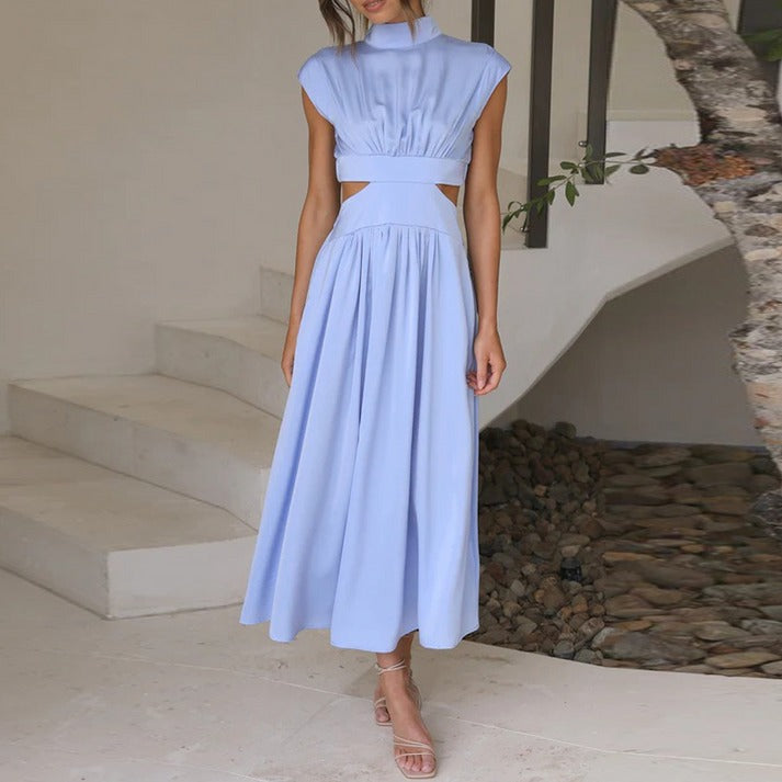 LD | Elegant summer dress with high collar and flowing cut