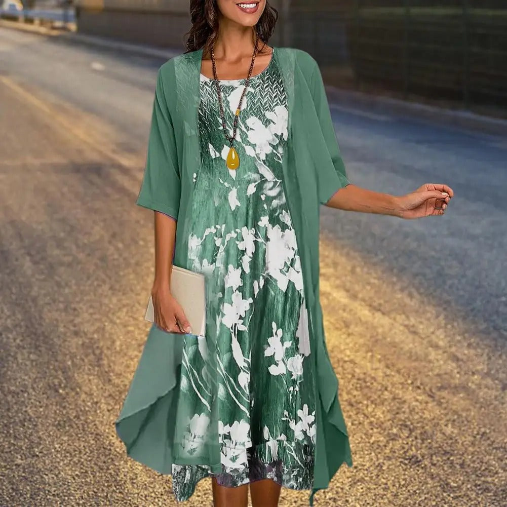 LD | Vintage summer dress with floral print and casual elegance