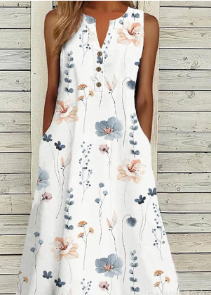 Chisa - Sleeveless mini dress with fresh plant print