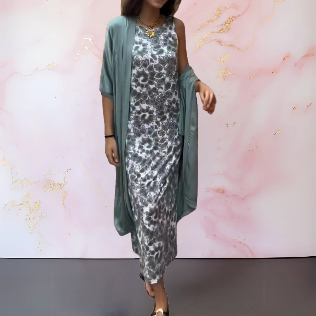 Elegant long dress with a light over dress