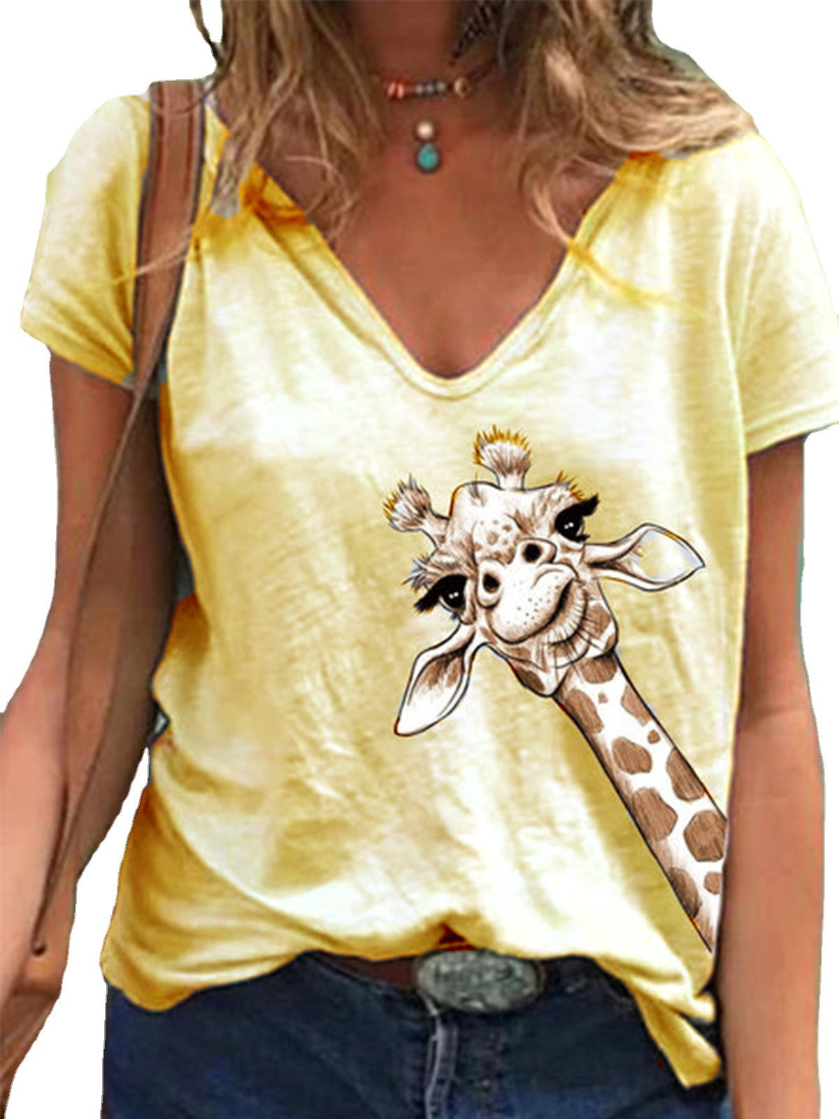 LD Short-sleeved T-shirt and V-neck with animal print