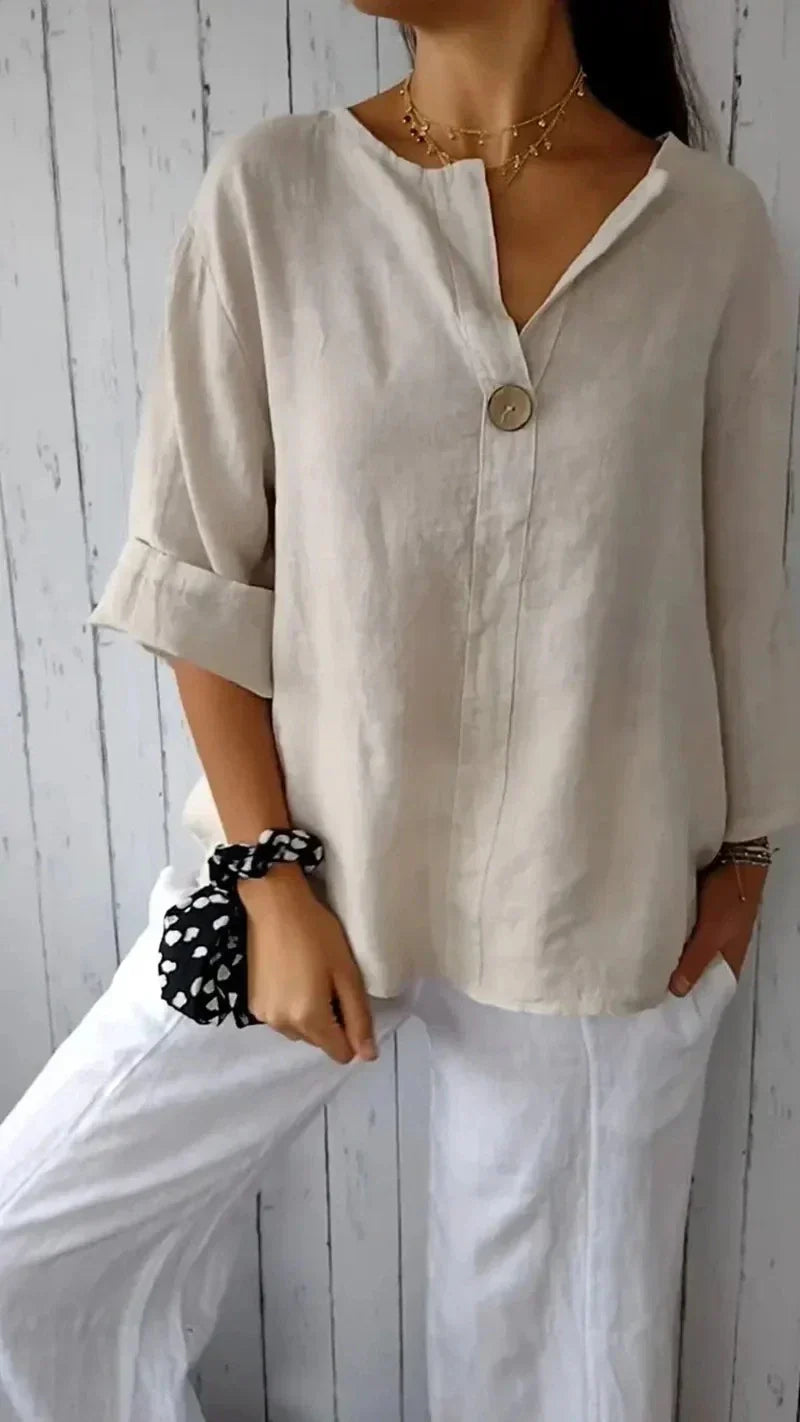 Women's cotton and linen casual shirt