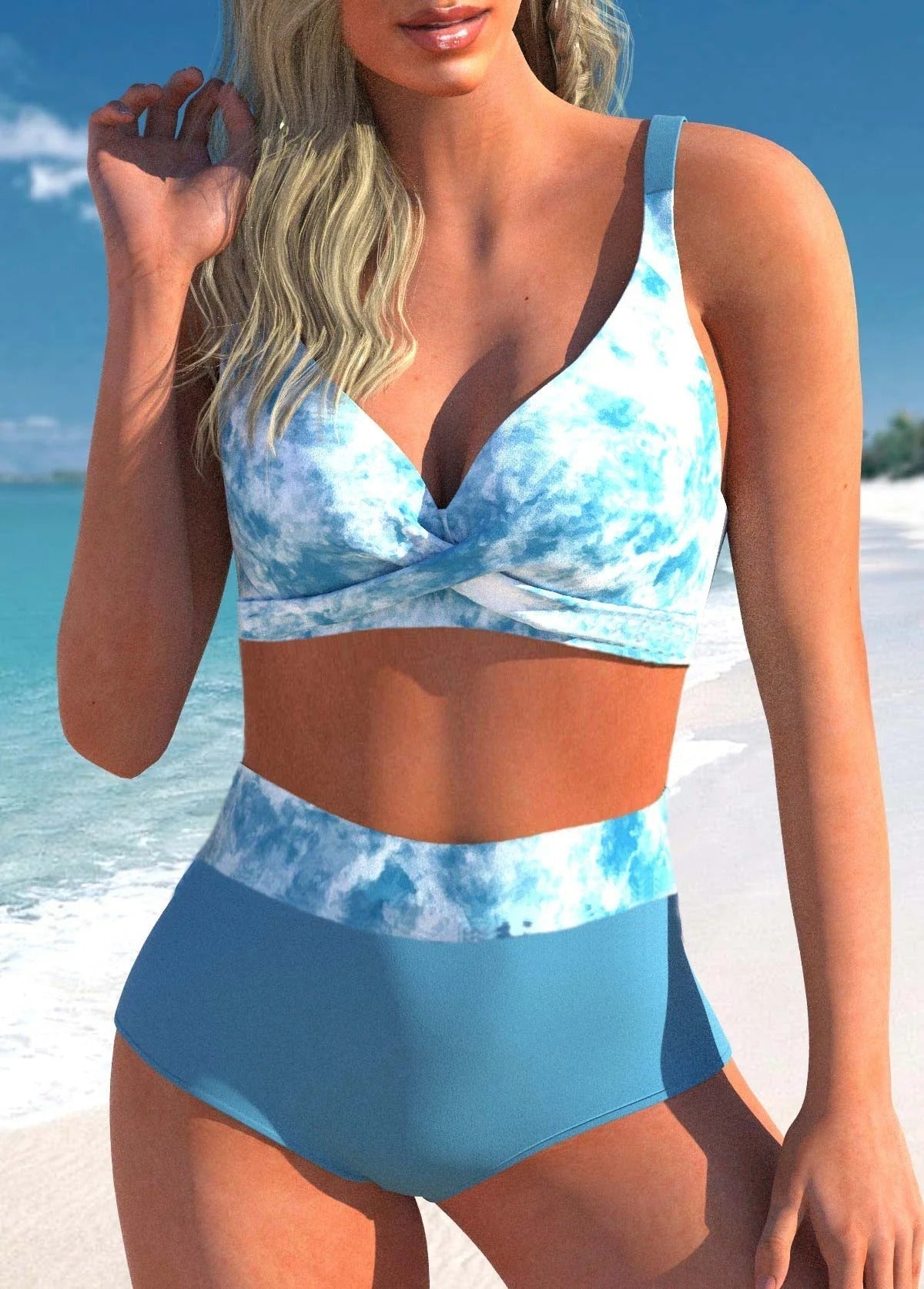 LD bikini with polka dots and stripes