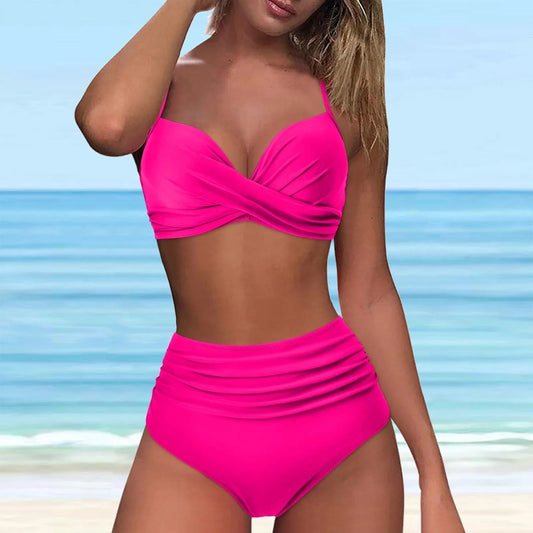 High-waisted bikini with swivel-front top
