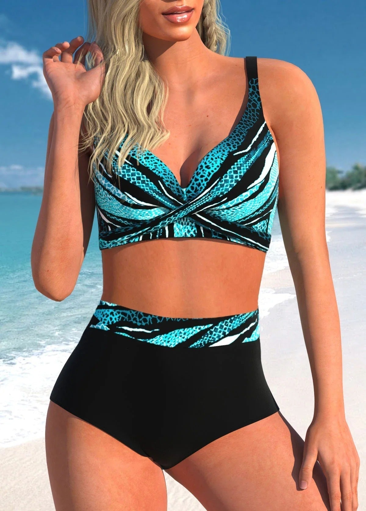 LD bikini with polka dots and stripes