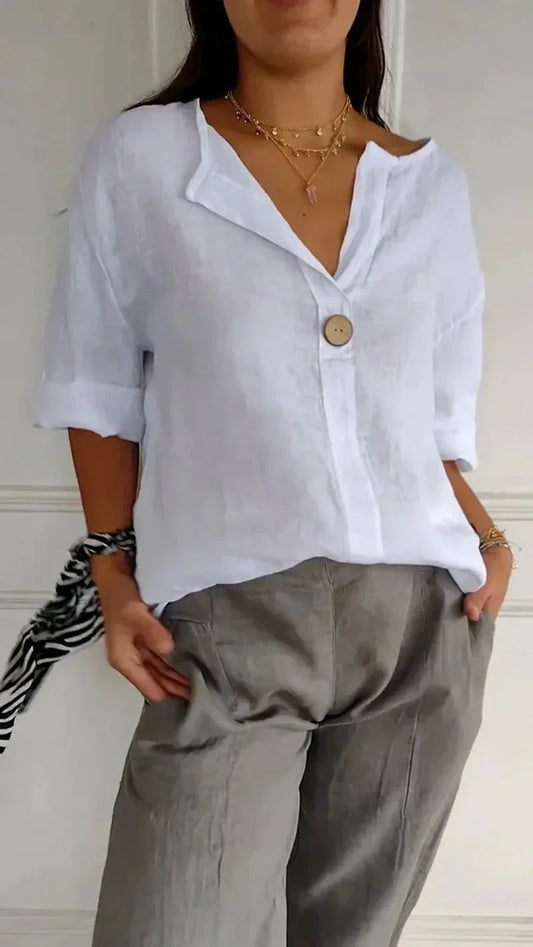 Women's cotton and linen casual shirt