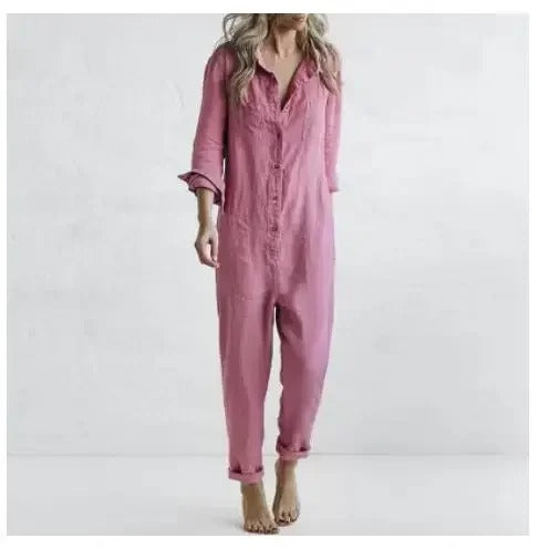 LP | long-sleeved jumpsuit with buttons and pockets