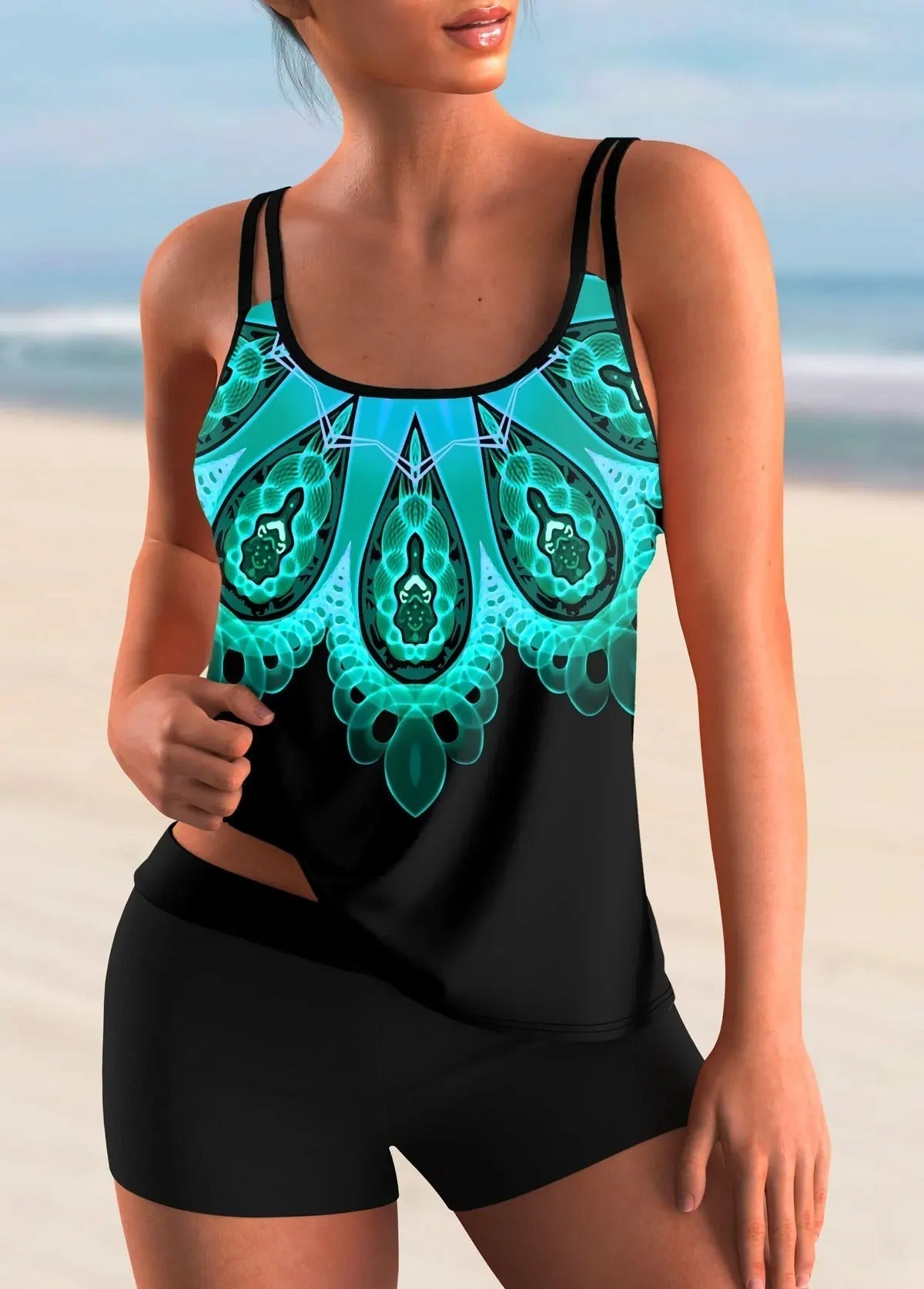 LP | Shaded floral tankini
