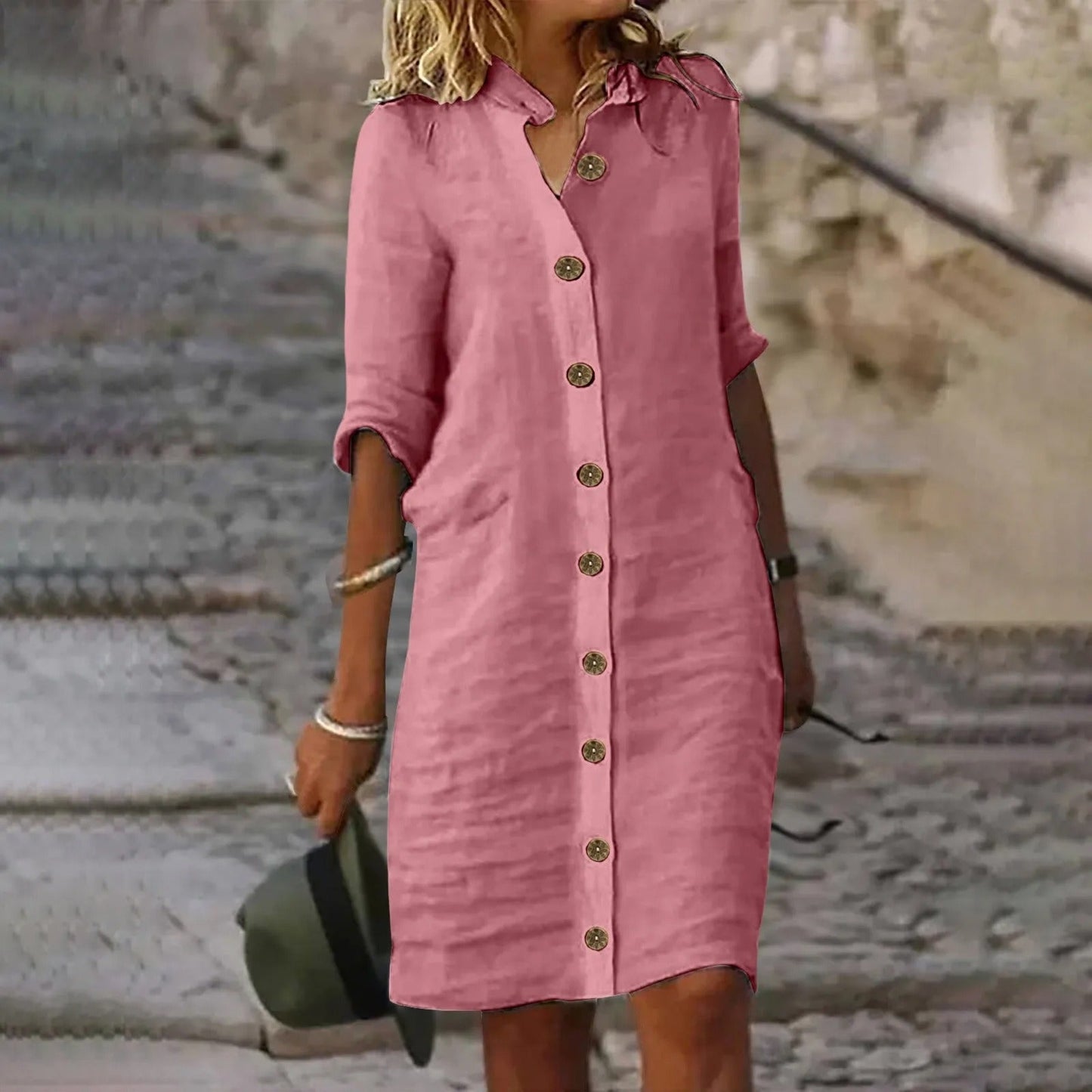 LP | Shirt dress with lapels and buttons