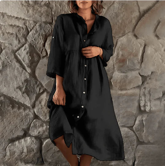 LP | Linen dress-shirt, fitted, with button closure