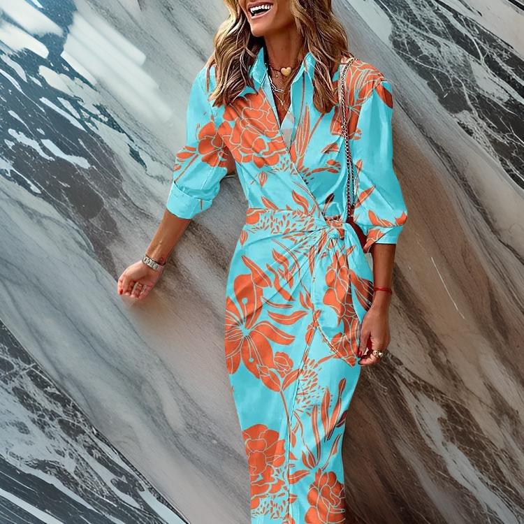 Marvion��� | Elegante vestido envolvente estampado chic