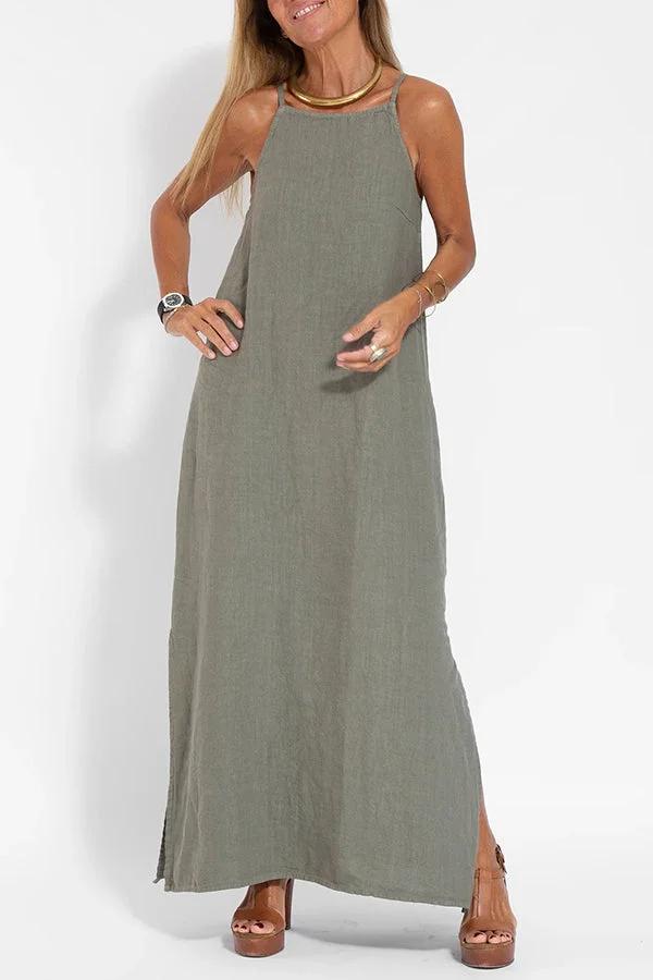 Lightweight long dress with thin straps for a stylish summer look