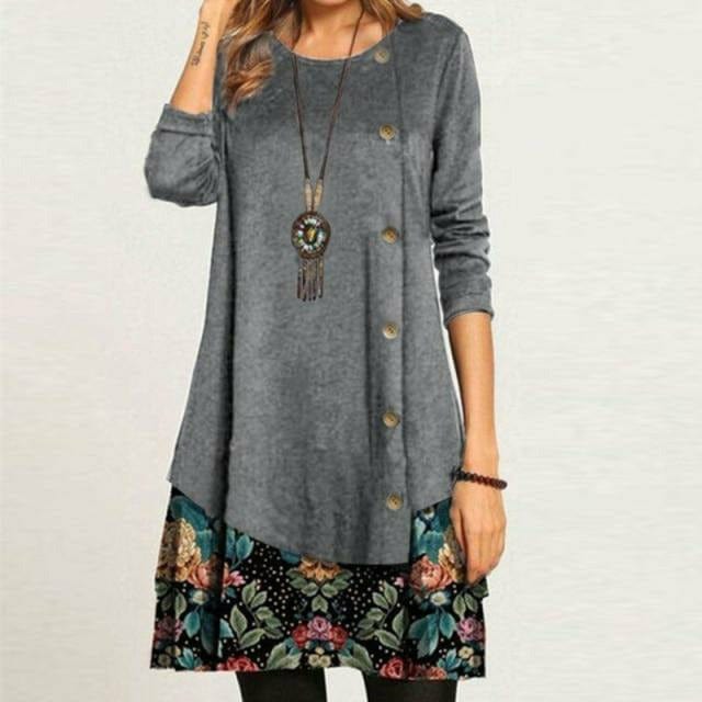 Mc | Casual short vintage dress with cardigan for women