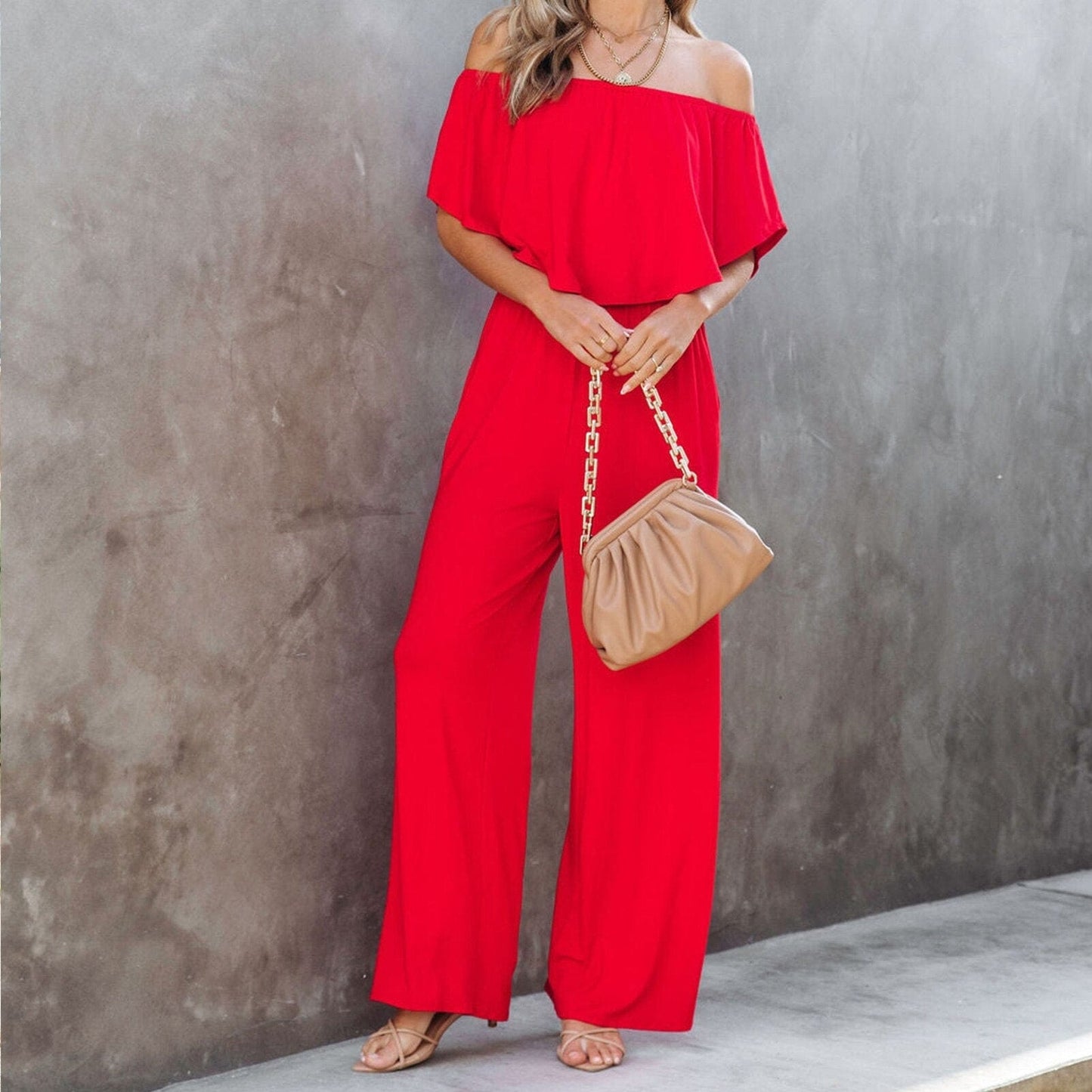LP | Off-the-shoulder jumpsuit with ruffles