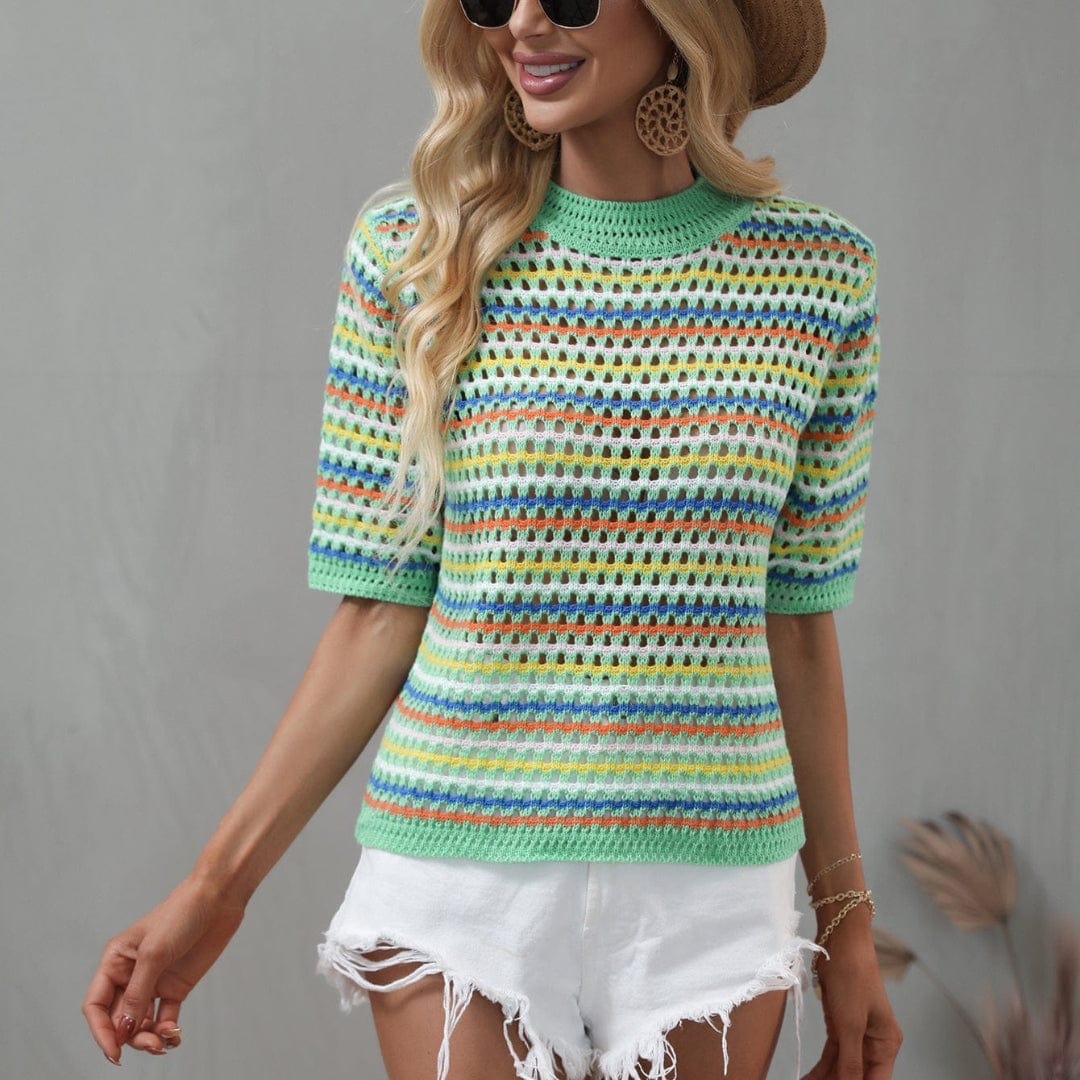 Isabella - Crochet top with colorful stripes