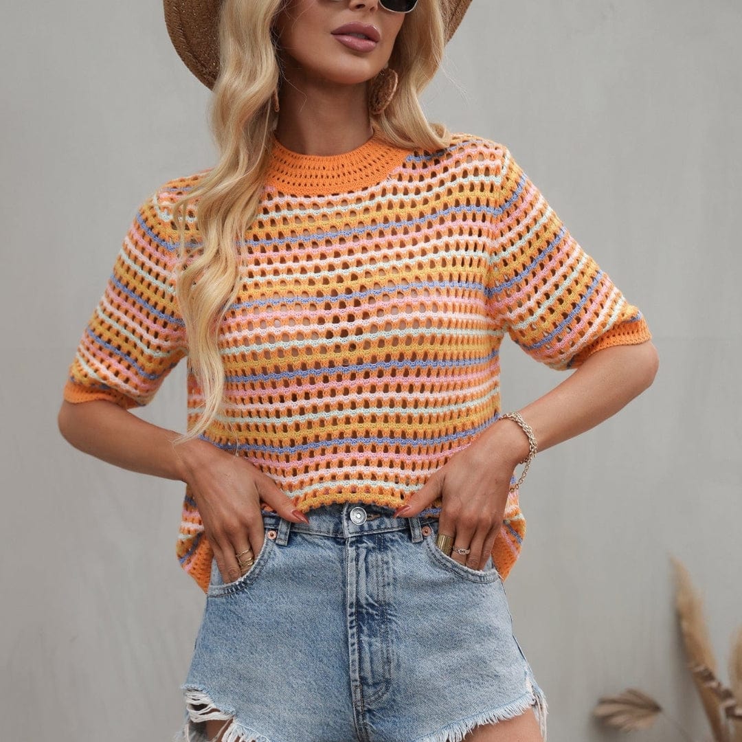 Isabella - Crochet top with colorful stripes