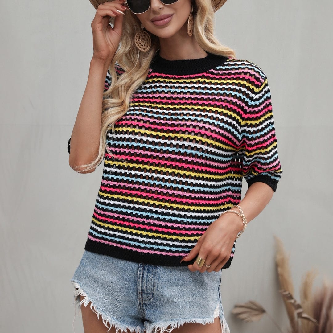 Isabella - Crochet top with colorful stripes