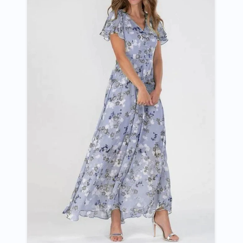 LD | Maxi dress with butterfly sleeves and floral print