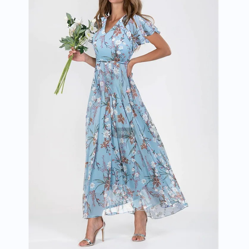 LD | Maxi dress with butterfly sleeves and floral print