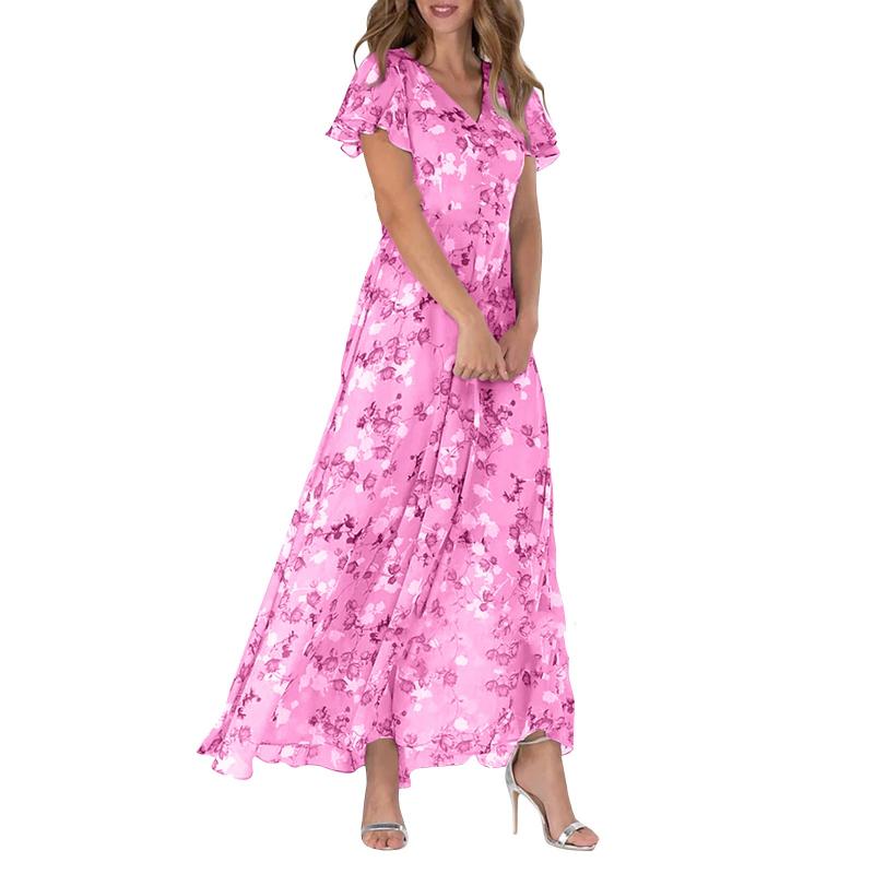 LD | Maxi dress with butterfly sleeves and floral print