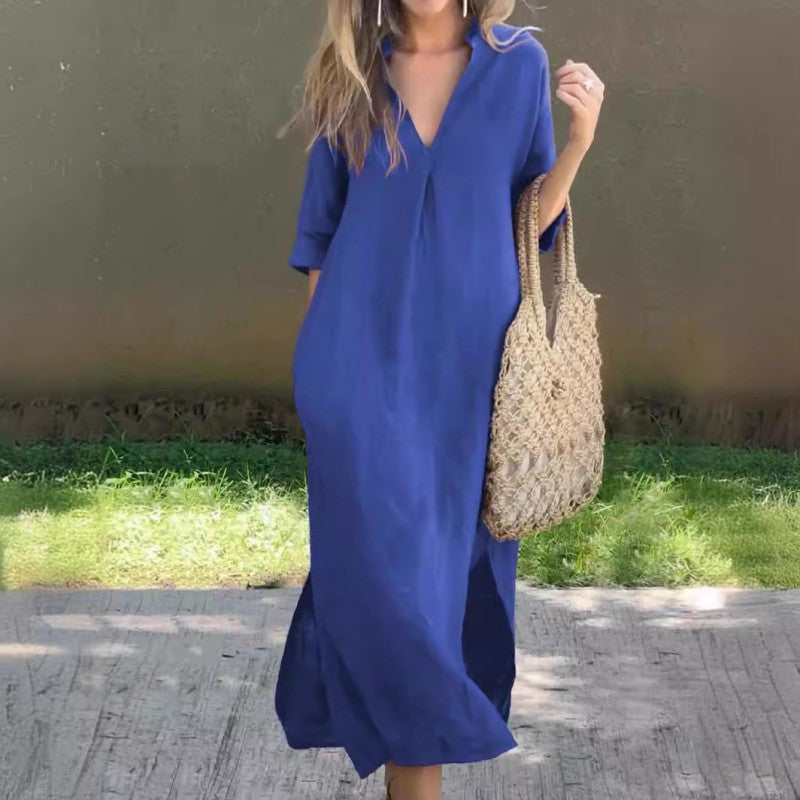 LP | V-neck linen dress with pocket
