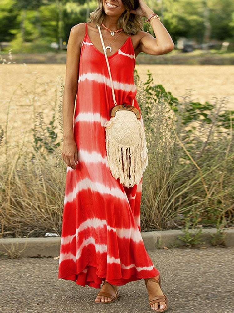 LD | Printed loose striped dress