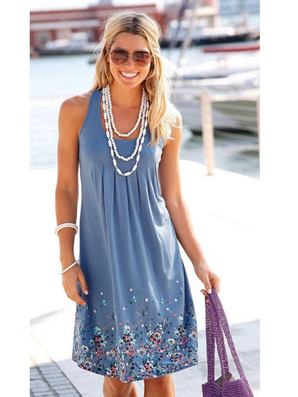 LD Sleeveless loose dress with print