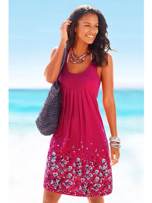 LD Sleeveless loose dress with print