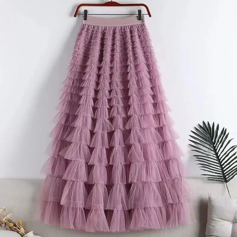 LP | Maxi skirt with ruffles and tulle