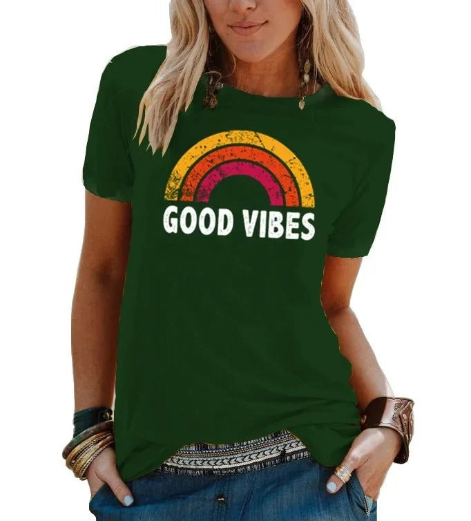 LP | Elegant rainbow retro good vibes t-shirt