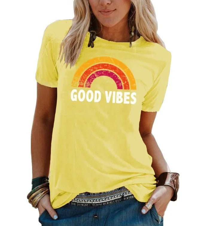 LP | Elegant rainbow retro good vibes t-shirt