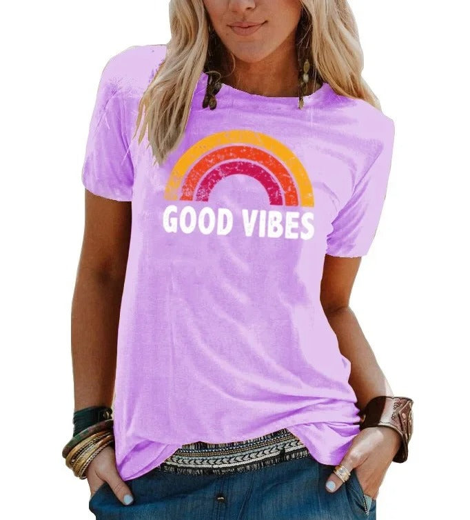 LP | Elegant rainbow retro good vibes t-shirt