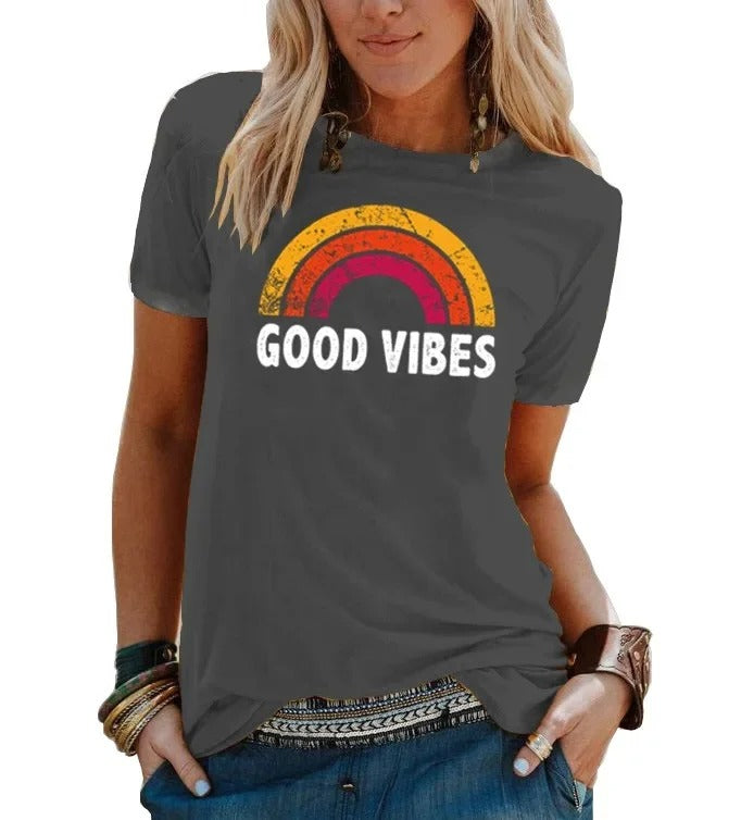 LP | Elegant rainbow retro good vibes t-shirt