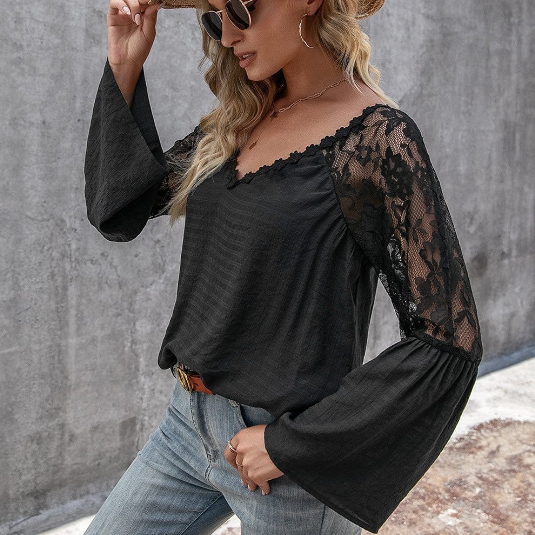 Celeste long-sleeved lace blouse