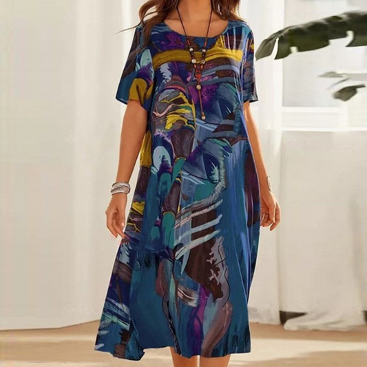 Summery midi dress with modern print