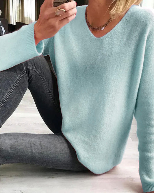 Mila | Women's Plain Long Sleeve Sweater Simple, Chic, and Comfortable