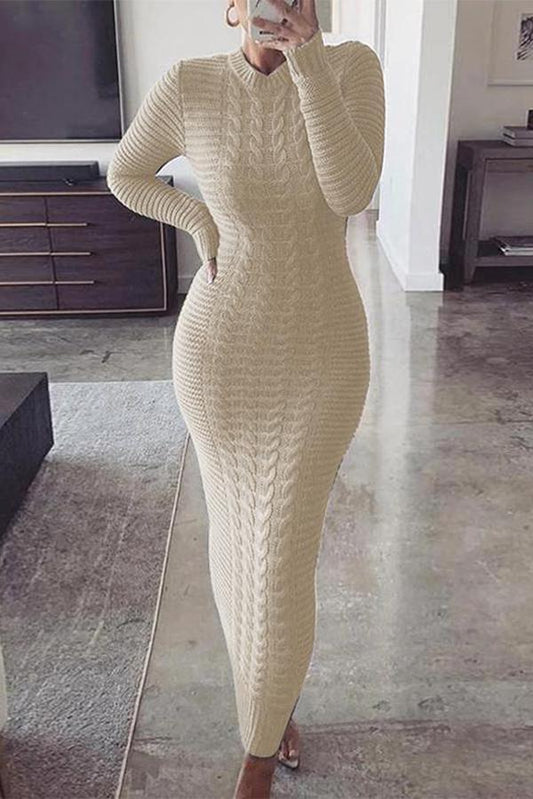 Long-sleeved twisted wool sweater