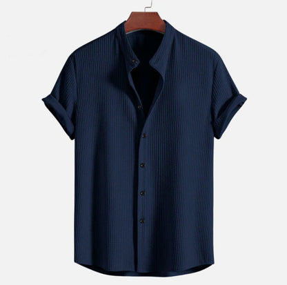 Noble™ - Ribbed stand-up collar shirt, muscular fit