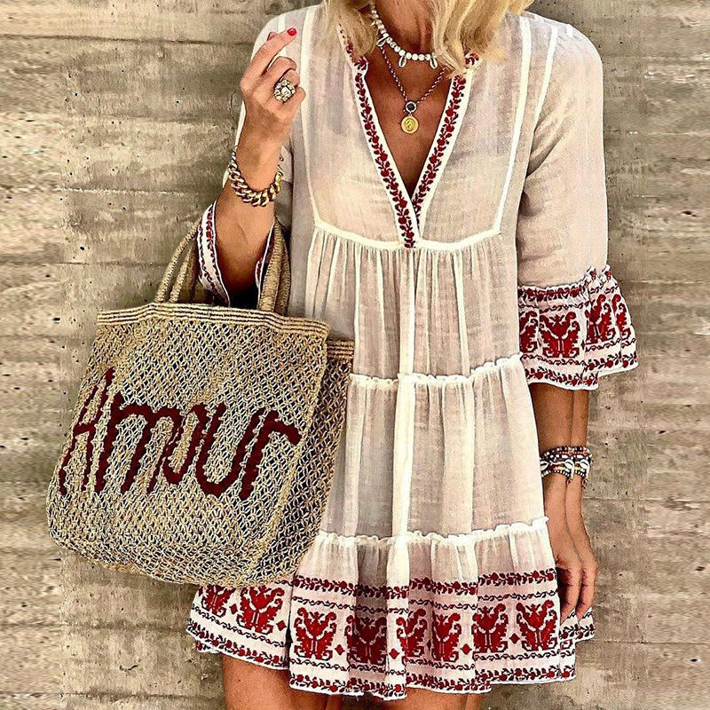 Flowing dress with V-neckline