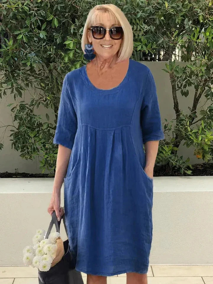 Loose cotton dress with pocket