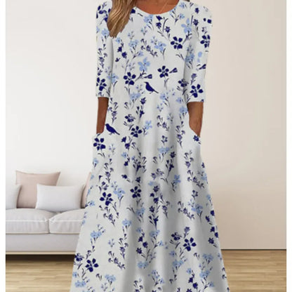 LP | Linen dress with pockets and watercolor floral print