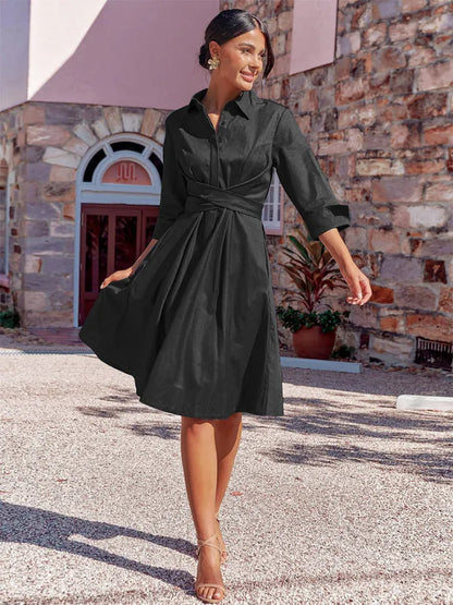 LP | Crossed bow dress with buttons