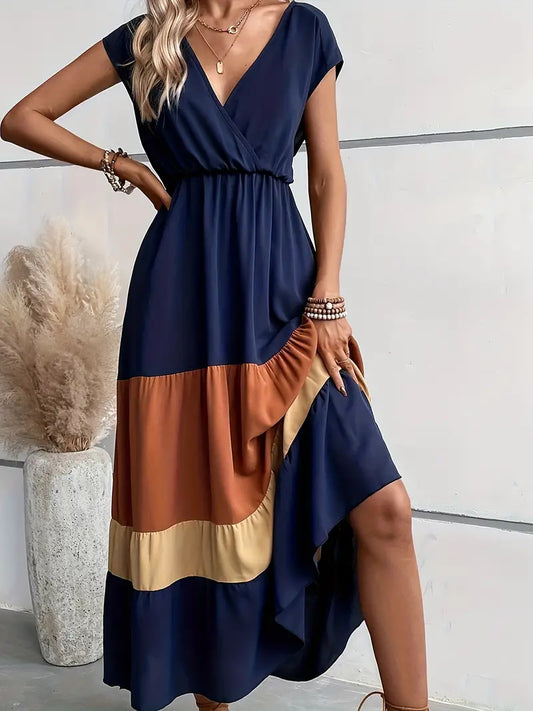 Mc | Pleated dress with color blocks