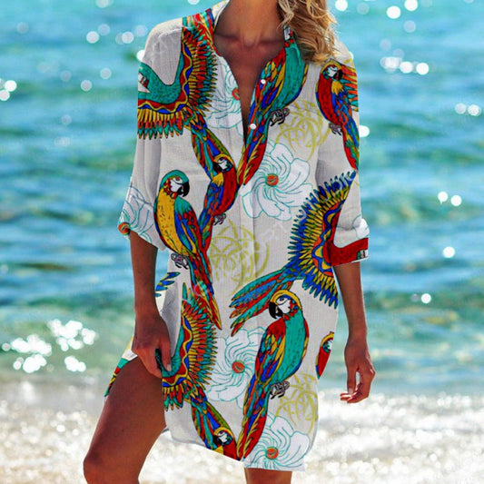 Mc | shirt dress with tropical print