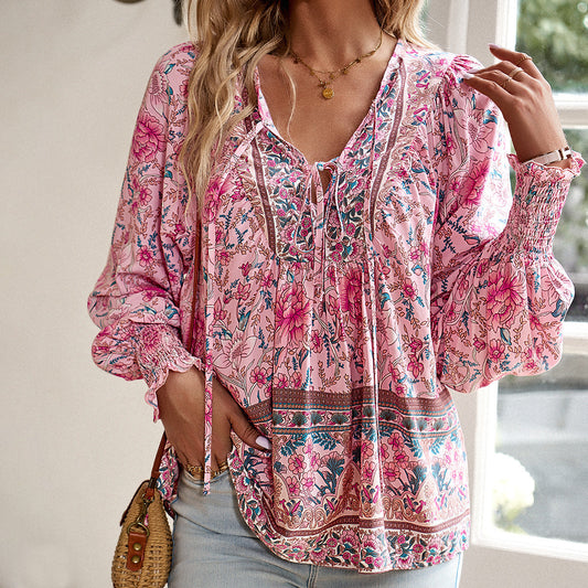 Elara - Boho floral blouse